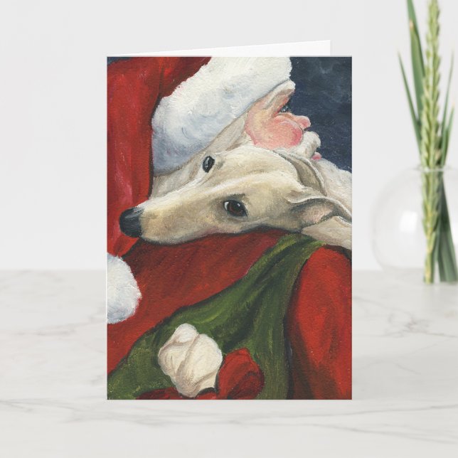 Tarjeta de Navidad del arte del perro del "galgo y (Anverso)
