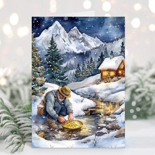 Tarjeta de Navidad del Aventurero Minero (Gold Mining Christmas Card)