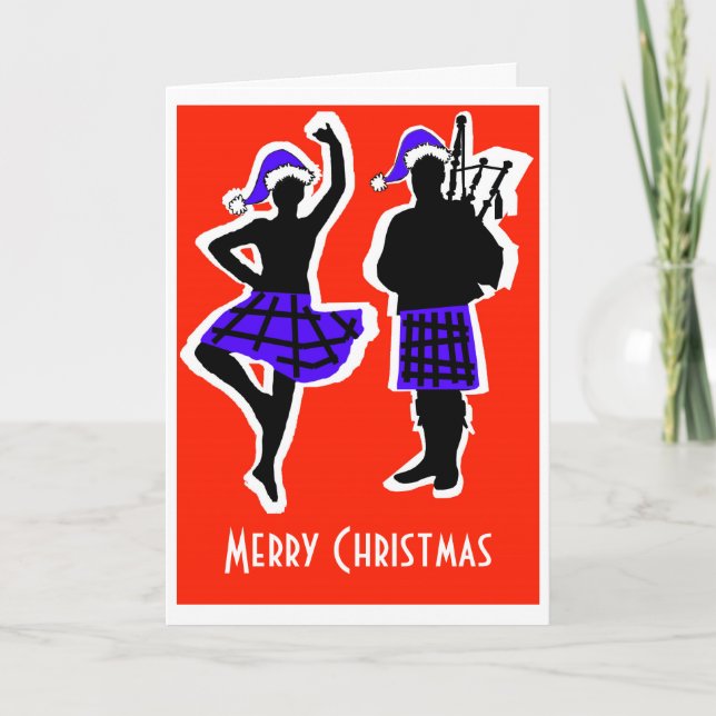 Tarjeta de Navidad del bailarín y del gaitero de (Anverso)