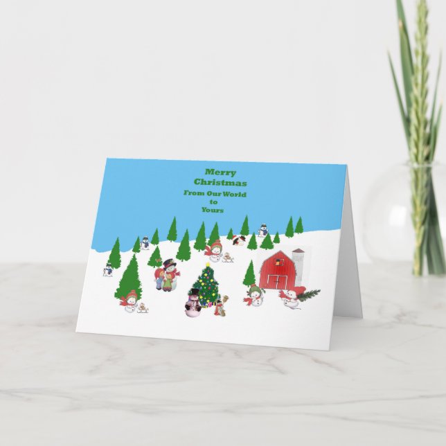 Tarjeta de Navidad del bebé de la nieve (Anverso)
