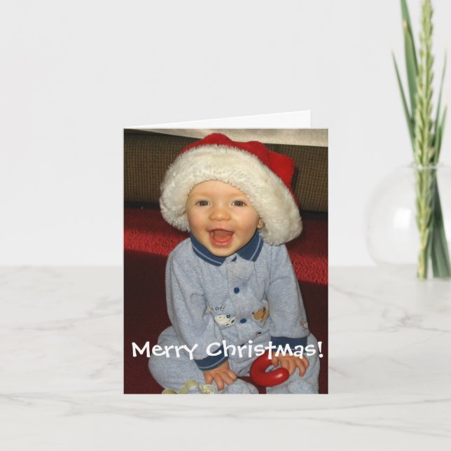 Tarjeta de Navidad del bebé de Santa (Anverso)