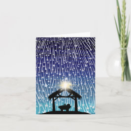 Tarjeta de Navidad del belén de estrellas fugaces