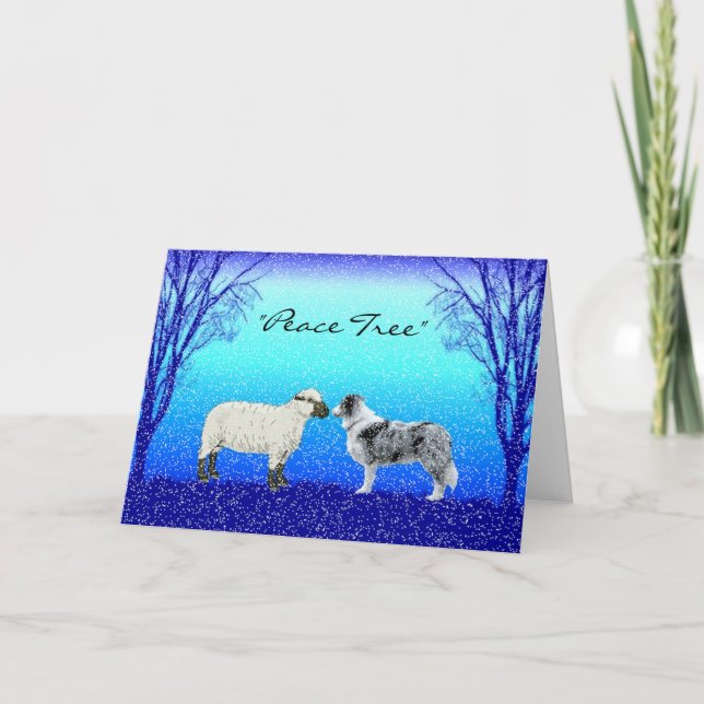 Tarjeta de Navidad del border collie "del árbol de (Anverso)