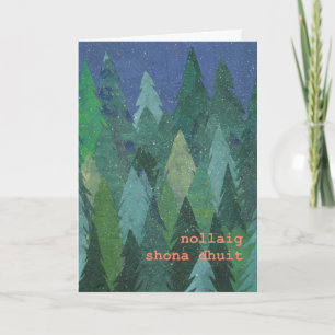 Tarjeta de Navidad del bosque Nevado: Gaélico