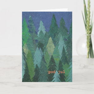 Tarjeta de Navidad del bosque Nevado: Noruego