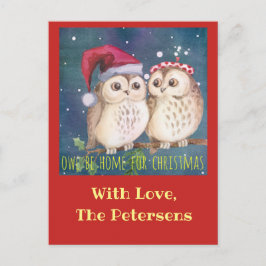 Tarjeta de Navidad del búho a personalizar