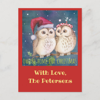 Tarjeta de Navidad del búho a personalizar