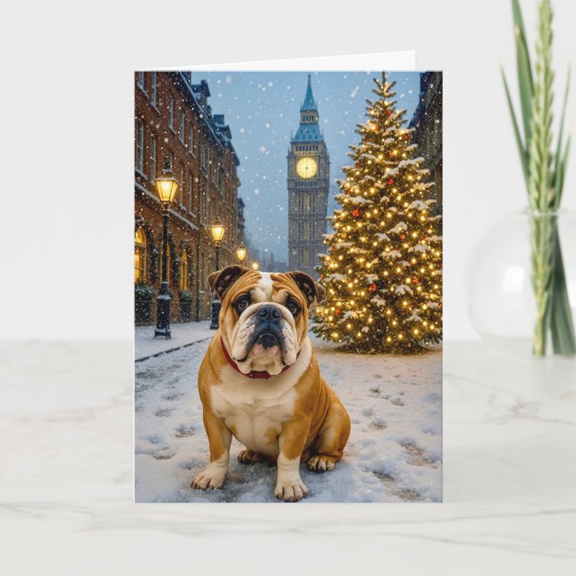 Tarjeta de Navidad del Bulldog (Anverso)