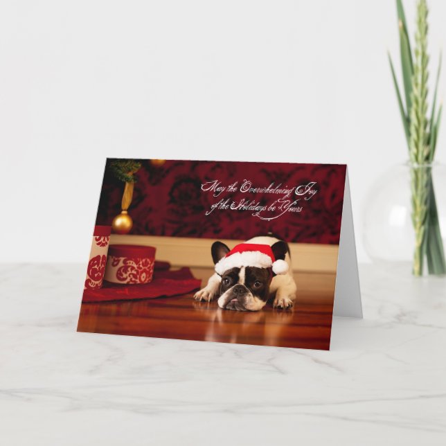 Tarjeta de Navidad del bulldog francés (Anverso)