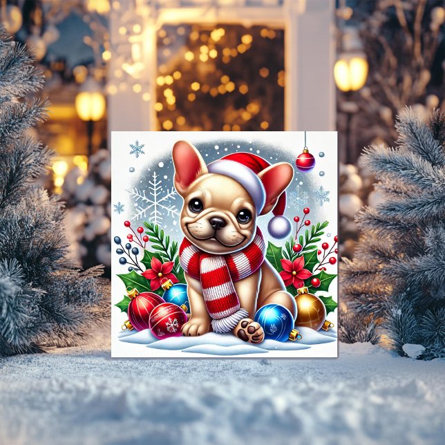 Tarjeta de Navidad del Bulldog Francés en un País  (Subido por el creador)