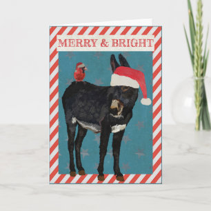 TARJETA DE NAVIDAD del BURRO y del PÁJARO del AÑIL