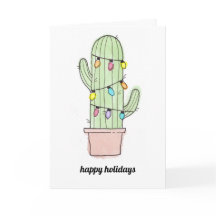 Tarjeta de Navidad del cactus de la acuarela