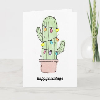 Tarjeta de Navidad del cactus de la acuarela