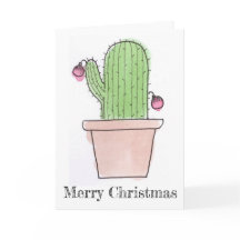 Tarjeta de Navidad del cactus de la acuarela