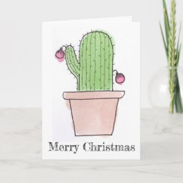 Tarjeta de Navidad del cactus de la acuarela