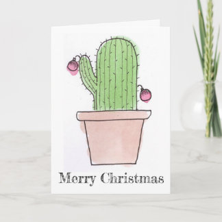 Tarjeta de Navidad del cactus de la acuarela