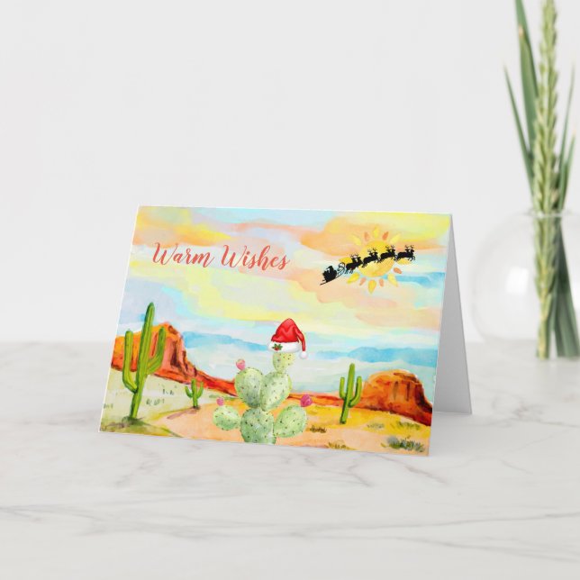 Tarjeta de Navidad del Cactus del Suroeste (Anverso)