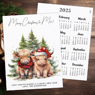 Tarjeta de Navidad del calendario 2027 de la vaca 