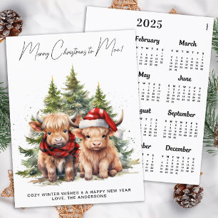 Tarjeta de Navidad del calendario de la vaca Highl