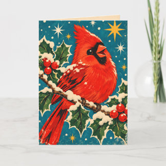 Tarjeta de Navidad del Cardenal Rojo Vintage