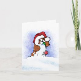 Tarjeta de Navidad del Cavalier Spaniel de KiniArt