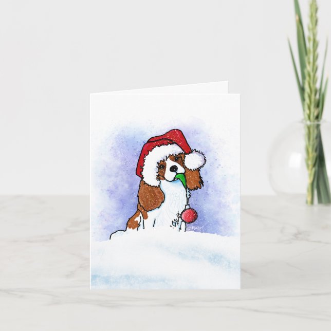 Tarjeta de Navidad del Cavalier Spaniel de KiniArt (Anverso)