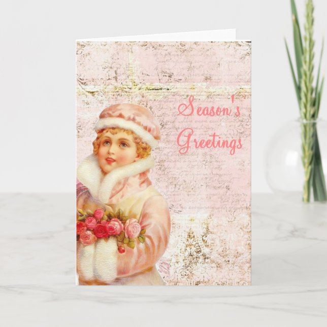 Tarjeta de Navidad del chica del Victorian (Anverso)