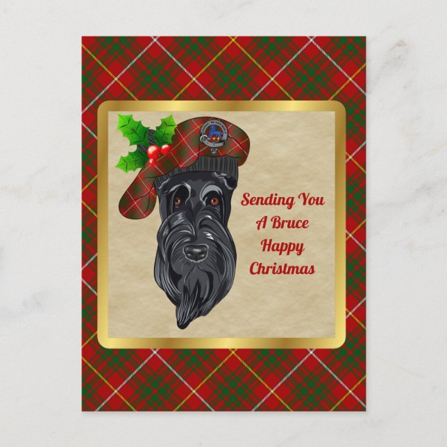 Tarjeta de Navidad del Clan Bruce con Escudo y Tar (Anverso)