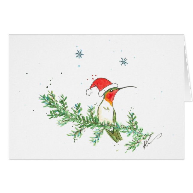 Tarjeta de Navidad del colibrí (Anverso (Horizontal))