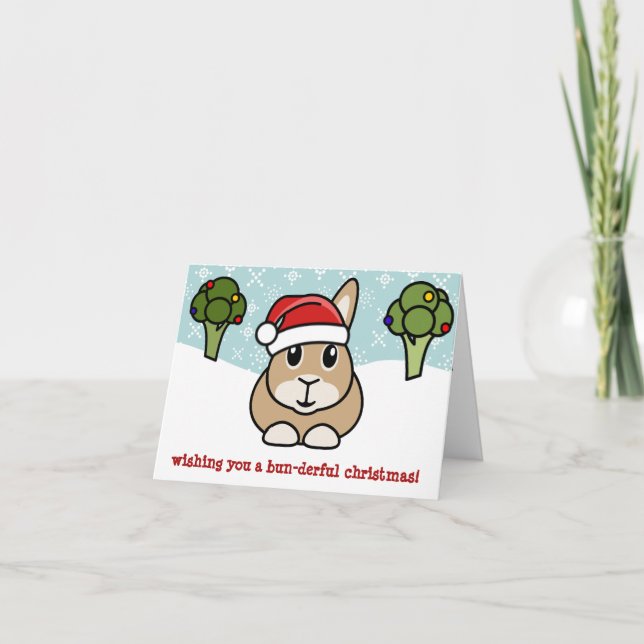 Tarjeta de Navidad del conejo del dibujo animado (Anverso)