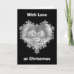Tarjeta de Navidad del corazón del copo de nieve