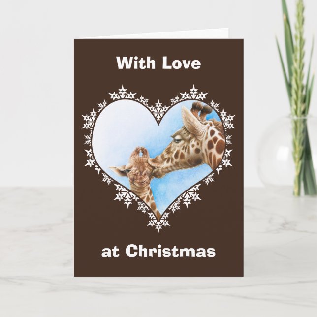 Tarjeta de Navidad del corazón del copo de nieve (Anverso)