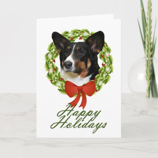 Tarjeta de Navidad del Corgi de la rebeca (Anverso)