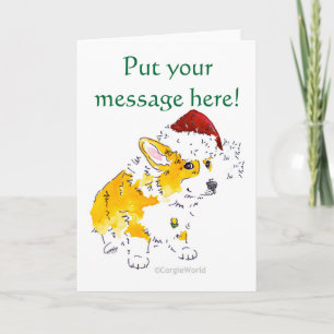Tarjeta de Navidad del Corgi del gorra de Santa