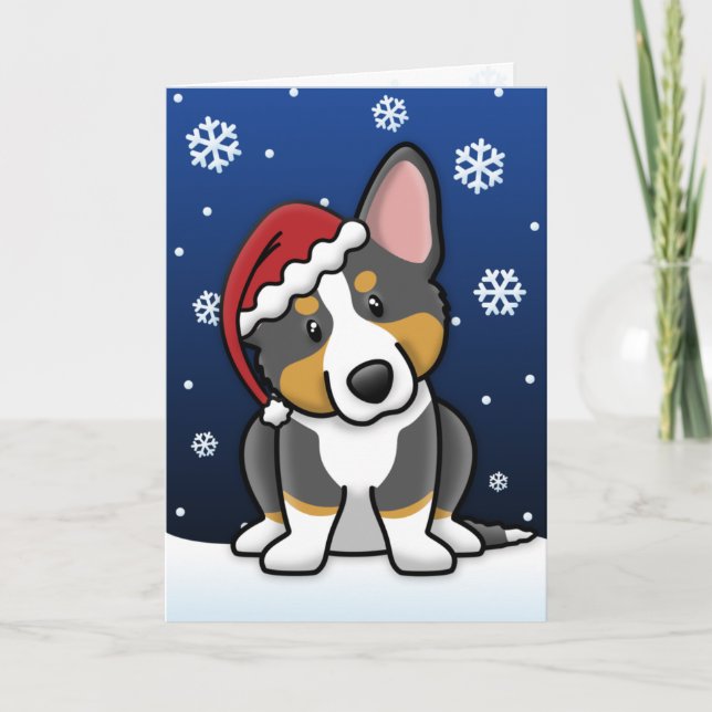 Tarjeta de Navidad del Corgi Galés de la rebeca de (Anverso)