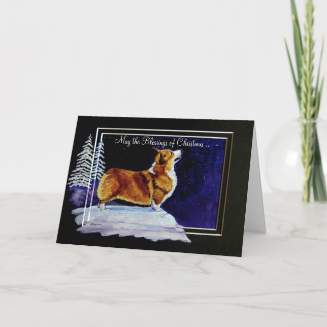 Tarjeta de Navidad del Corgi Galés del Pembroke (Anverso)
