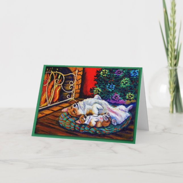 Tarjeta de Navidad del Corgi Galés del Pembroke (Anverso)