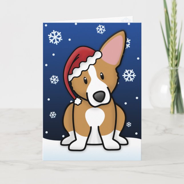 Tarjeta de Navidad del Corgi Galés del Pembroke de (Anverso)