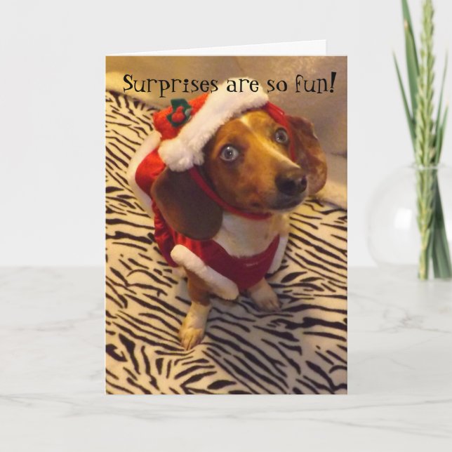 Tarjeta de Navidad del Dachshund (Anverso)