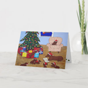 Tarjeta de Navidad del Dachshund