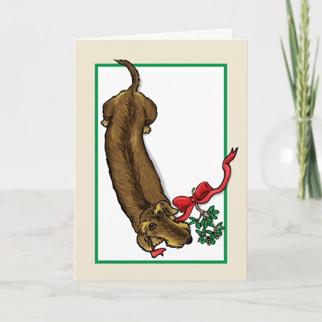 Tarjeta de Navidad del Dachshund de Wirehair (Anverso)