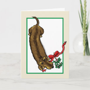 Tarjeta de Navidad del Dachshund de Wirehair