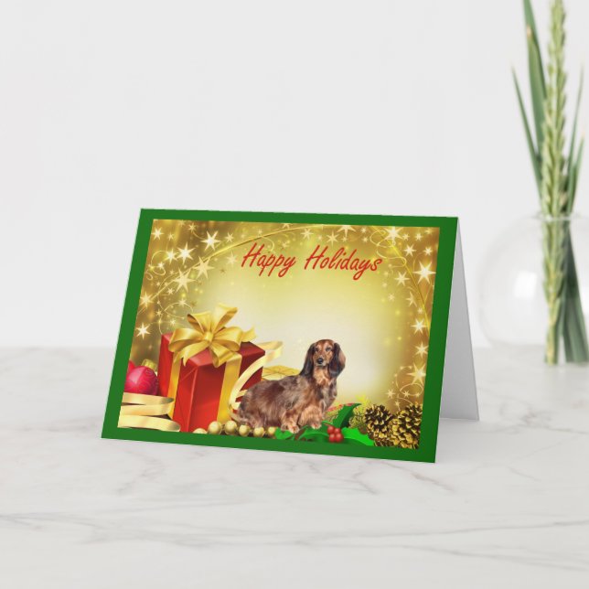 Tarjeta de Navidad del Dachshund Gifts3 (Anverso)