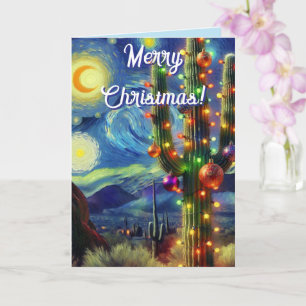 Tarjeta de Navidad del Desierto Saguaro Cactus