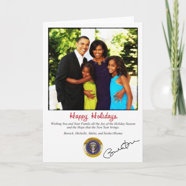 Tarjeta de Navidad del día de fiesta de Barack (Anverso)