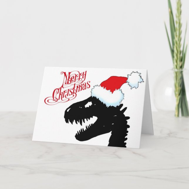 Tarjeta de Navidad del dinosaurio (Anverso)