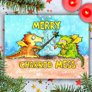 Tarjeta de Navidad del dragón alegre de Nicole Jan