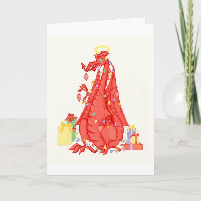 Tarjeta de Navidad del dragón Galés - Galés (Anverso)