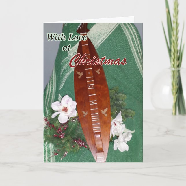 Tarjeta de Navidad del Dulcimer de la montaña (Anverso)