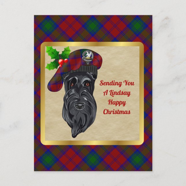 Tarjeta de Navidad del emblema del clan Lindsay y  (Anverso)